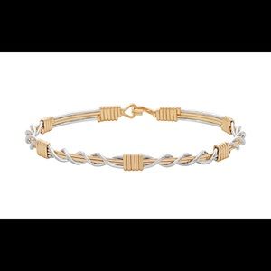 Ronaldo Designer JewelryThankful bracelet. 14K Gold Artist Wire & Mirror Silver